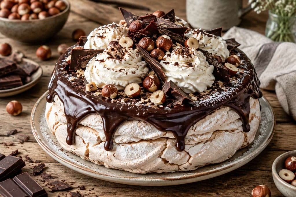 Recette du gâteau meringué au chocolat et noisettes