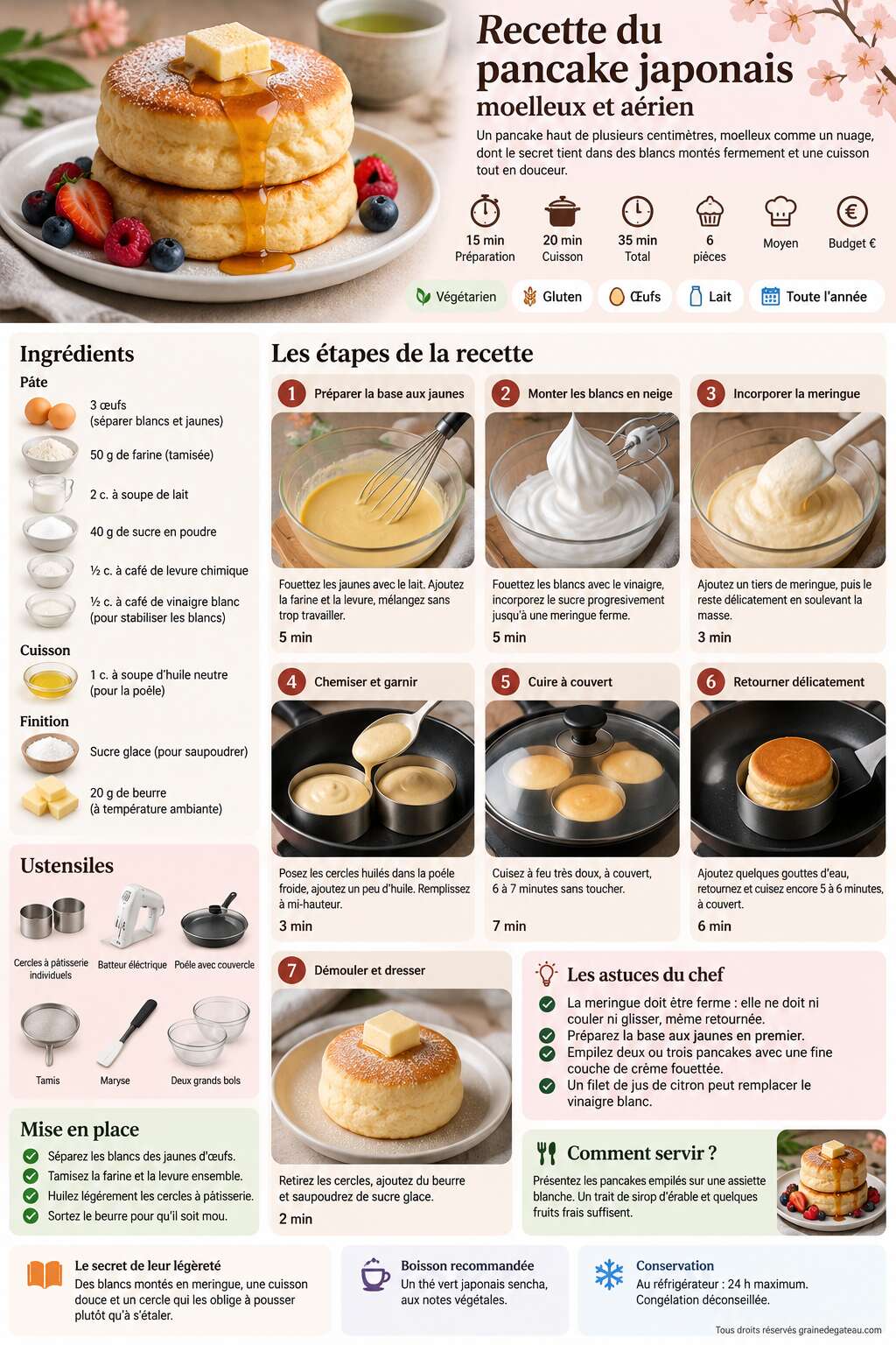 Fiche recette Recette du pancake japonais moelleux et aérien Fiche recette Recette du pancake japonais moelleux et aérien