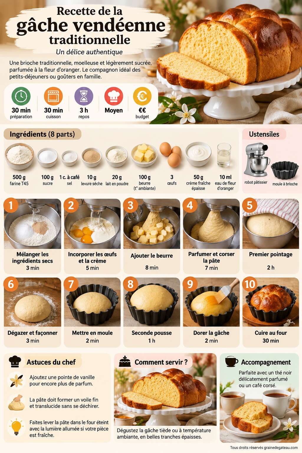 Fiche recette Recette de la gâche vendéenne traditionnelle : un délice authentique Fiche recette Recette de la gâche vendéenne traditionnelle : un délice authentique