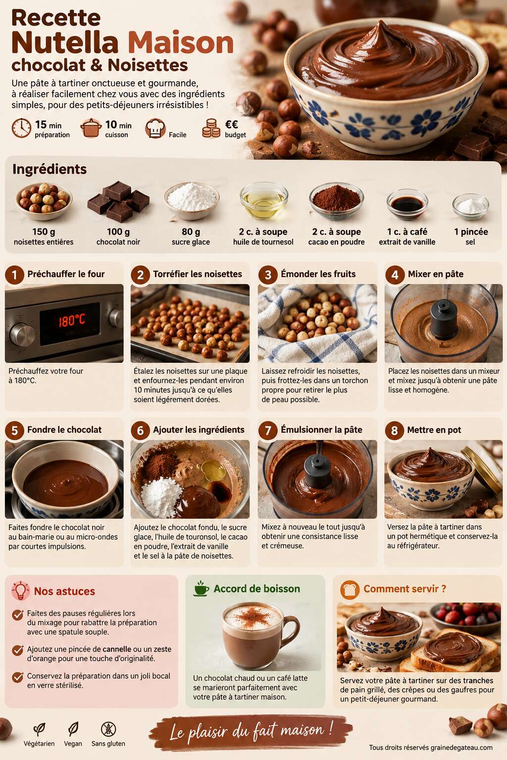 Fiche recette Recette Nutella Maison : chocolat & Noisettes