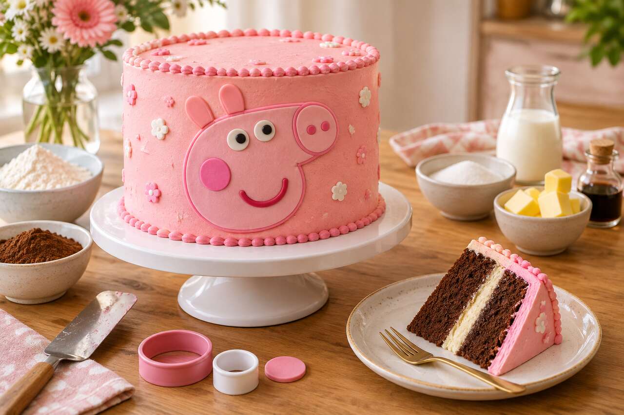 Recette du layer cake chocolat et vanille Peppa Pig