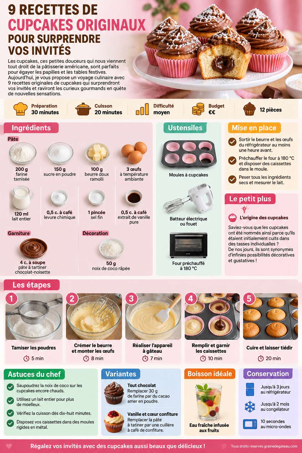 Fiche recette 9 recettes de cupcakes originaux pour surprendre vos invités Fiche recette 9 recettes de cupcakes originaux pour surprendre vos invités