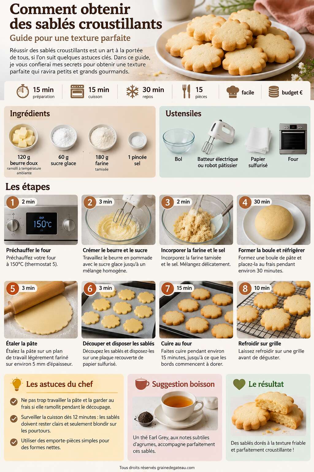 Fiche recette Comment obtenir des sablés croustillants : guide pour une texture parfaite Fiche recette Comment obtenir des sablés croustillants : guide pour une texture parfaite