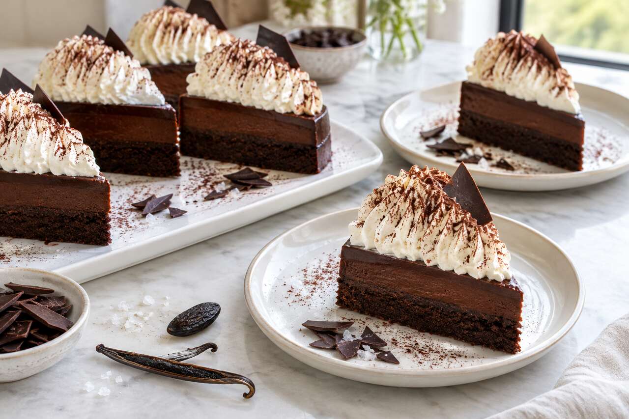 Recette d'entremets chocolat et fleur de sel, chantilly vanille tonka