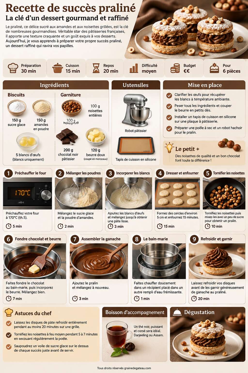 Fiche recette Recette de succès praliné : la clé d'un dessert gourmand et raffiné Fiche recette Recette de succès praliné : la clé d'un dessert gourmand et raffiné