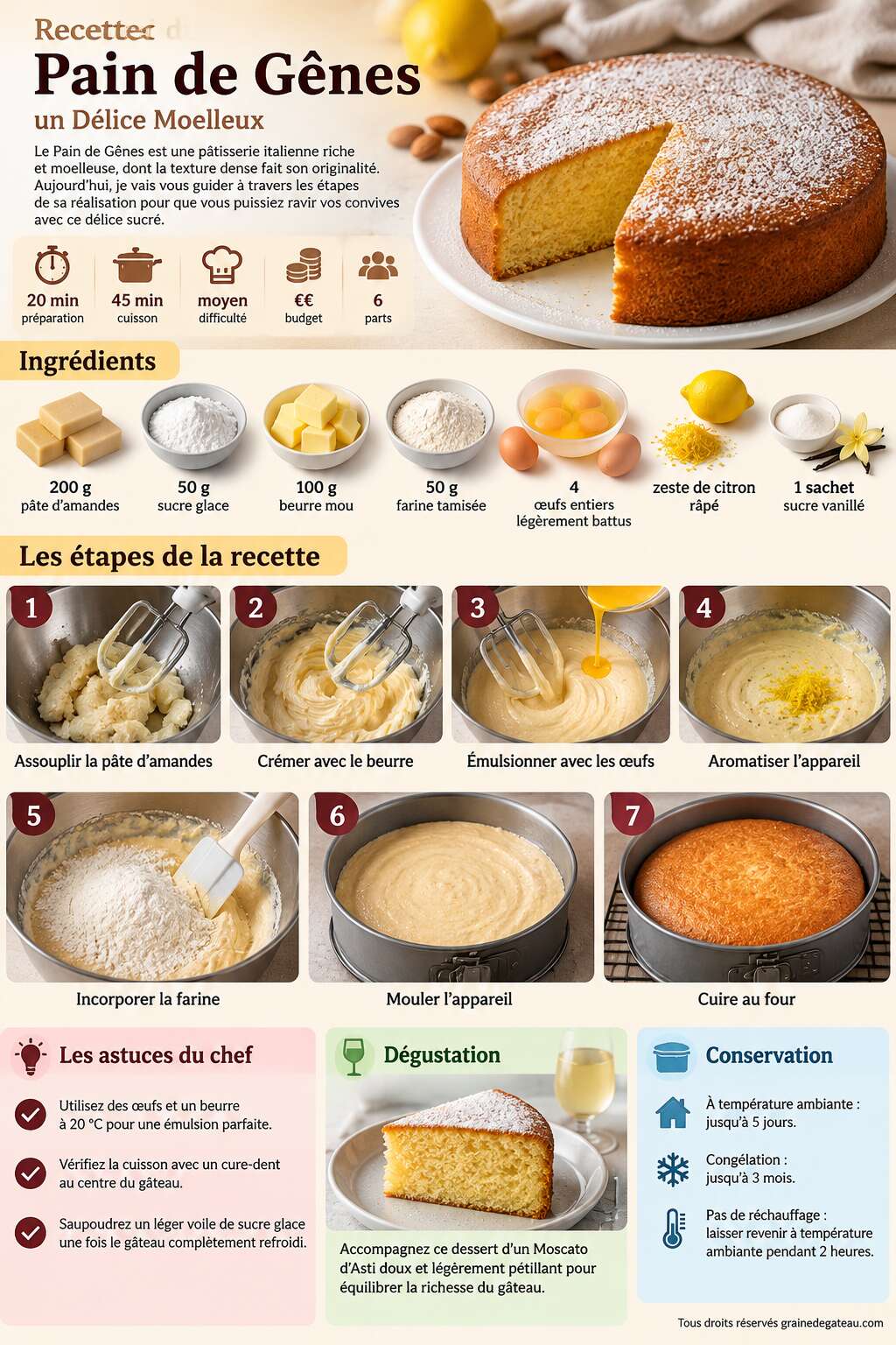 Fiche recette Recette du Pain de G&ecirc;nes : un D&eacute;lice Moelleux