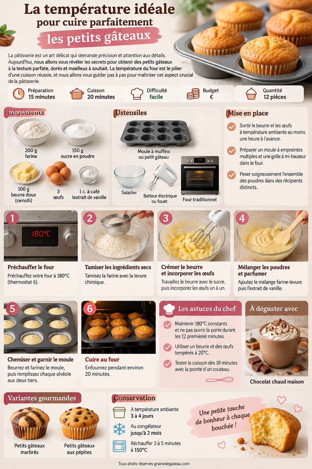 Fiche recette La température idéale pour cuire parfaitement les petits gâteaux Fiche recette La température idéale pour cuire parfaitement les petits gâteaux