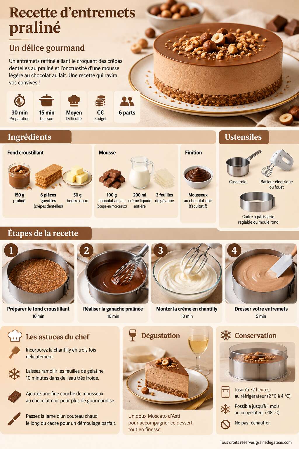 Fiche recette Recette d'entremets pralin&eacute; : un d&eacute;lice gourmand