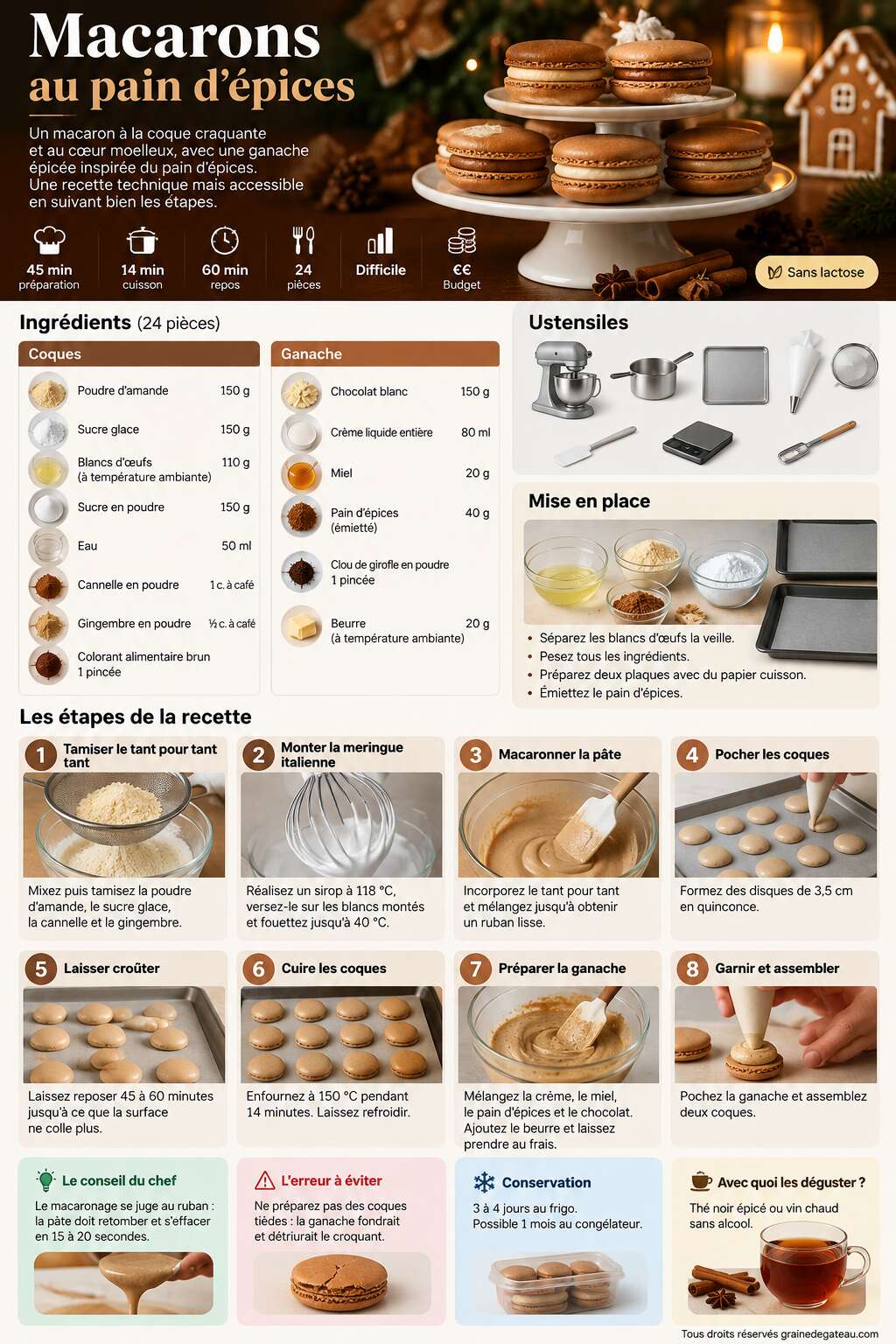 Fiche recette Recette de macarons au pain d'&eacute;pices