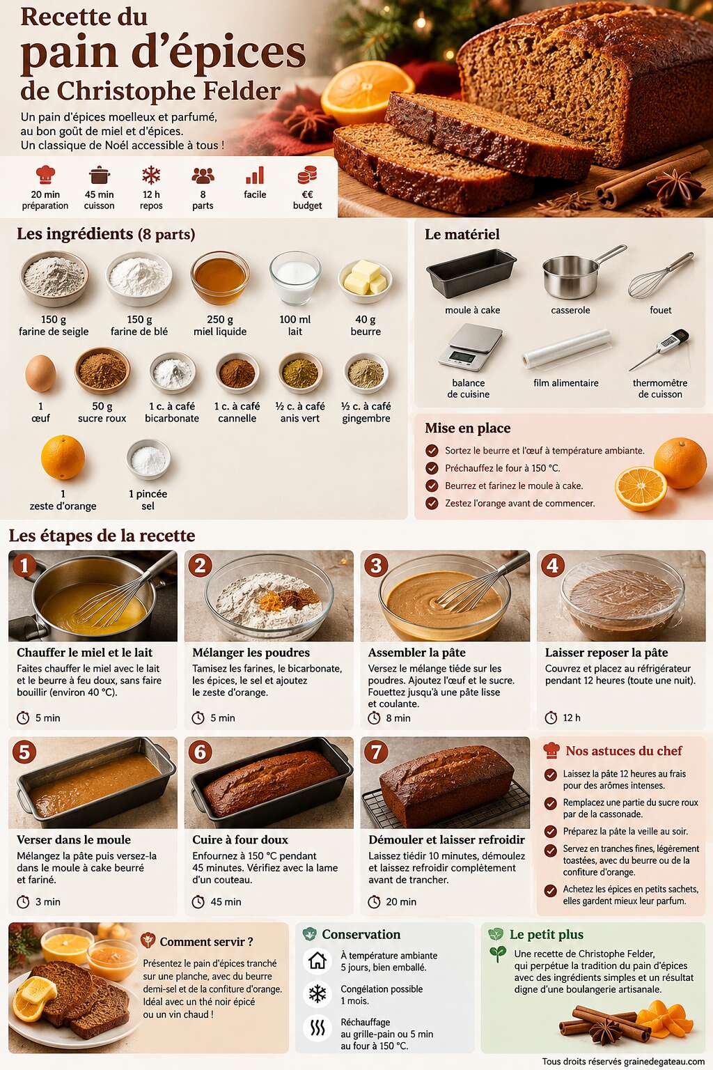 Fiche recette Recette du pain d'&eacute;pices de Christophe Felder