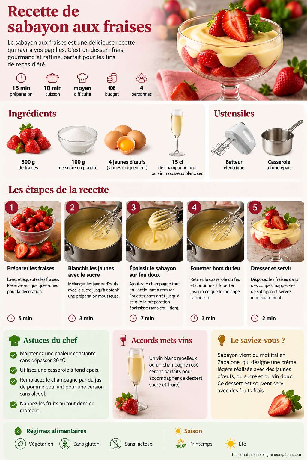 Fiche recette Recette de sabayon aux fraises Fiche recette Recette de sabayon aux fraises