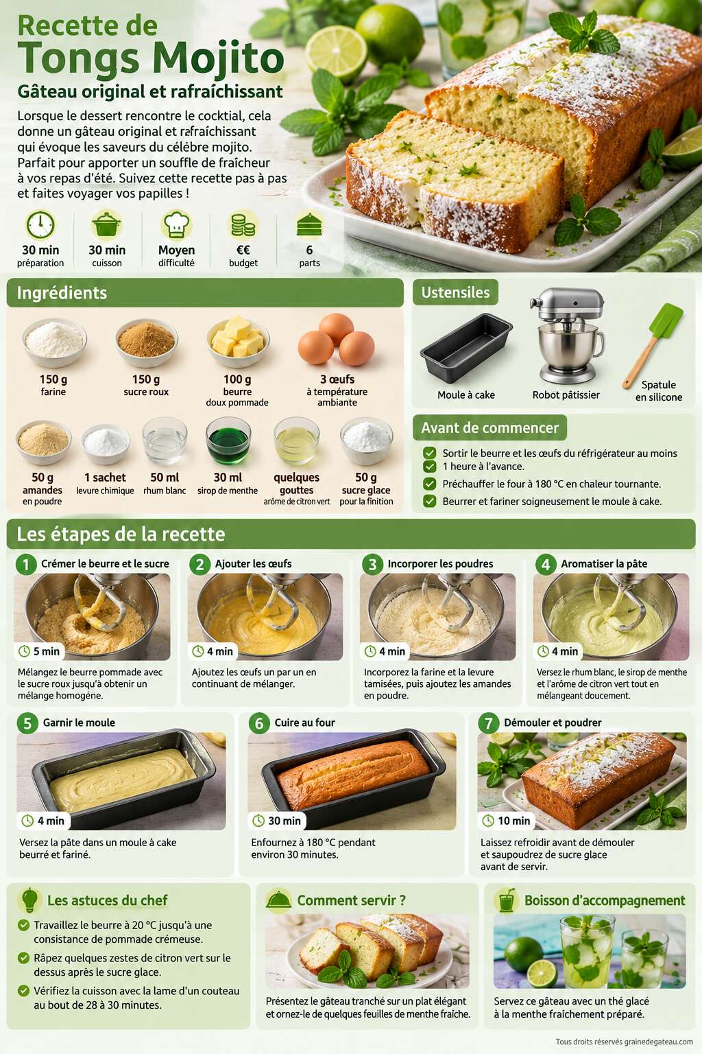 Fiche recette Recette de Tongs Mojito : gâteau Original et Rafraîchissant Fiche recette Recette de Tongs Mojito : gâteau Original et Rafraîchissant
