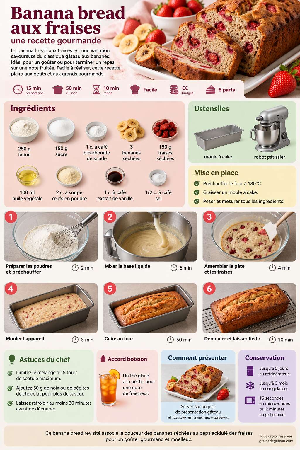 Fiche recette Banana bread aux fraises : une recette gourmande Fiche recette Banana bread aux fraises : une recette gourmande