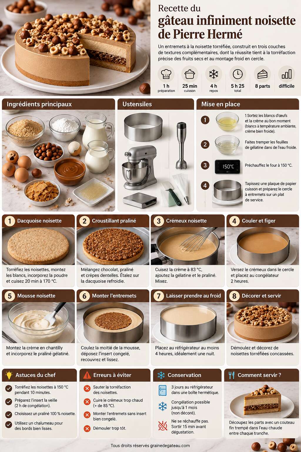 Fiche recette Recette du g&acirc;teau infiniment noisette de Pierre Herm&eacute;