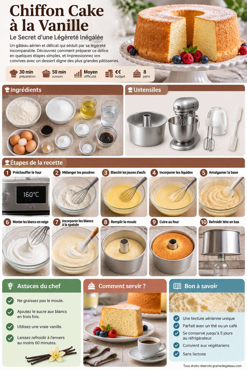 Fiche recette Recette Chiffon Cake à la Vanille : le Secret d'une Légèreté Inégalée Fiche recette Recette Chiffon Cake à la Vanille : le Secret d'une Légèreté Inégalée