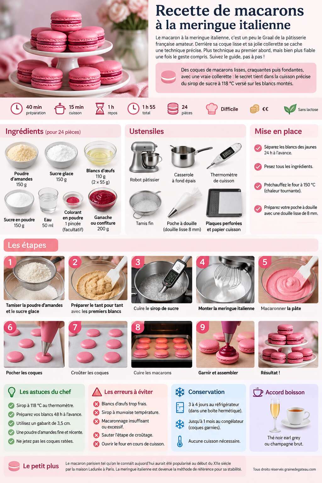 Fiche recette Recette de macarons à la meringue italienne Fiche recette Recette de macarons à la meringue italienne