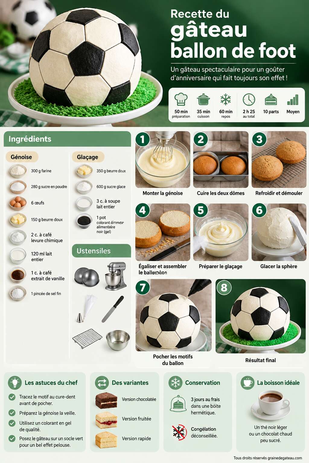 Fiche recette Recette du gâteau ballon de foot Fiche recette Recette du gâteau ballon de foot