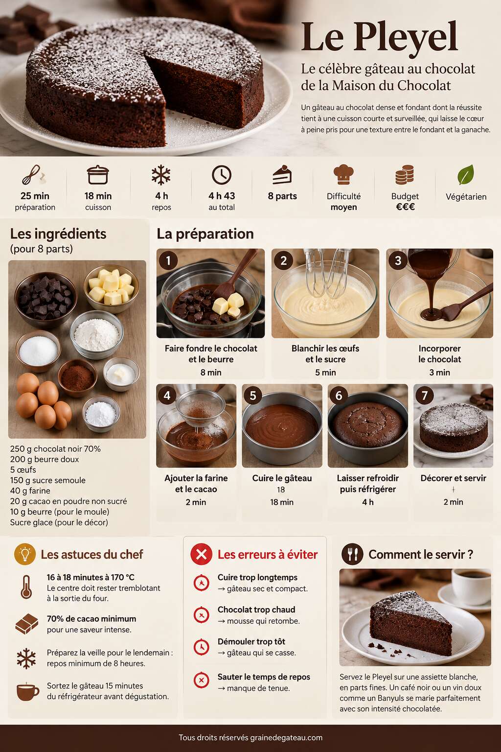 Fiche recette Recette du Pleyel, le célèbre gâteau au chocolat de la Maison du Chocolat Fiche recette Recette du Pleyel, le célèbre gâteau au chocolat de la Maison du Chocolat