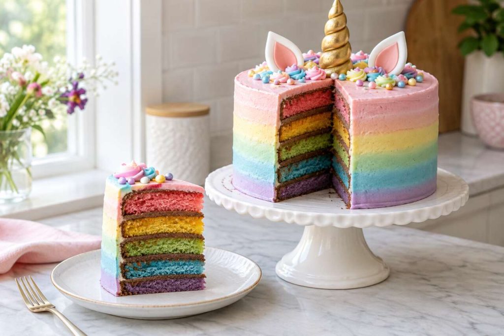 Recette du layer cake chocolat praliné licorne