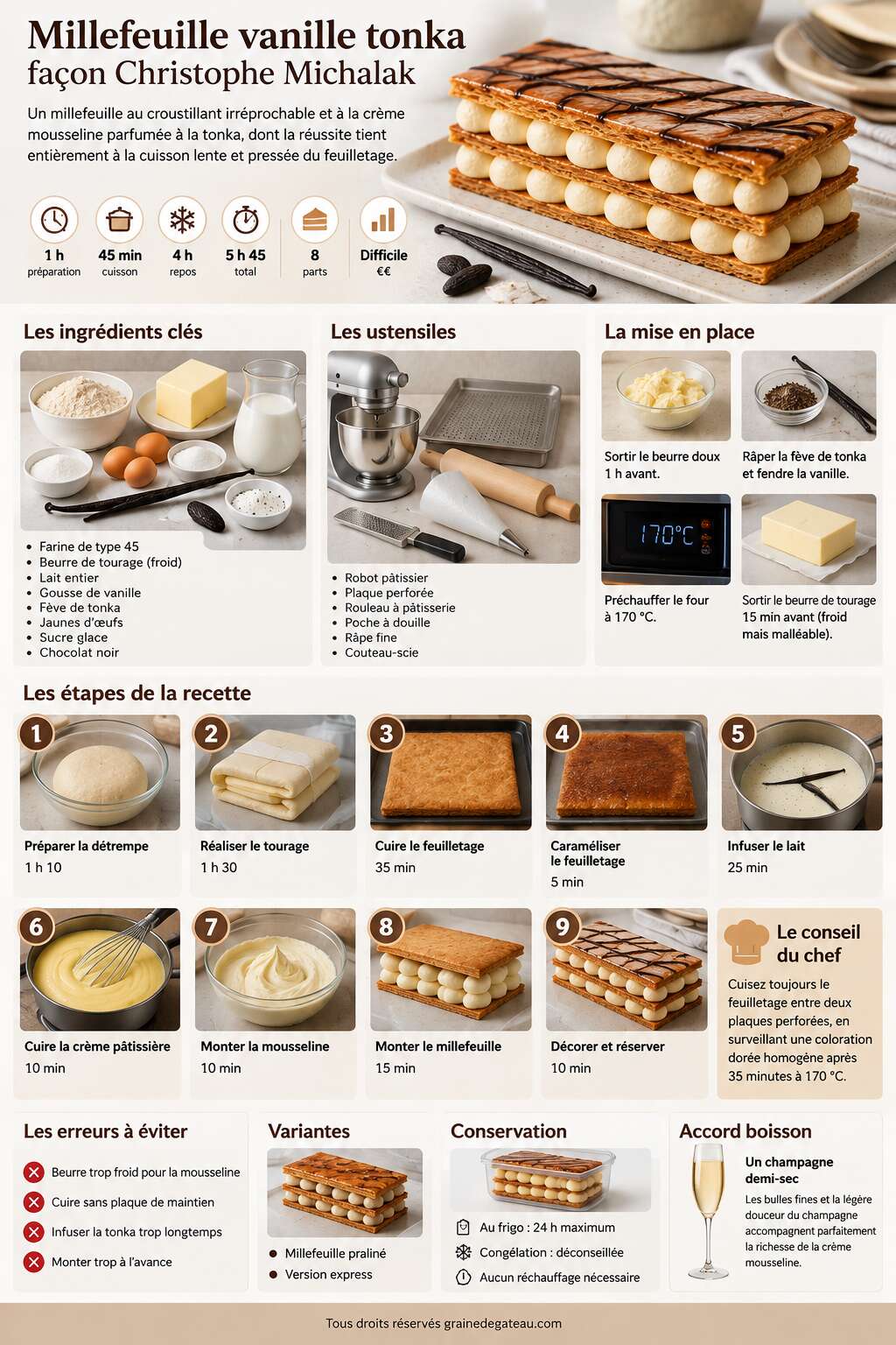 Fiche recette Millefeuille vanille tonka façon Christophe Michalak Fiche recette Millefeuille vanille tonka façon Christophe Michalak