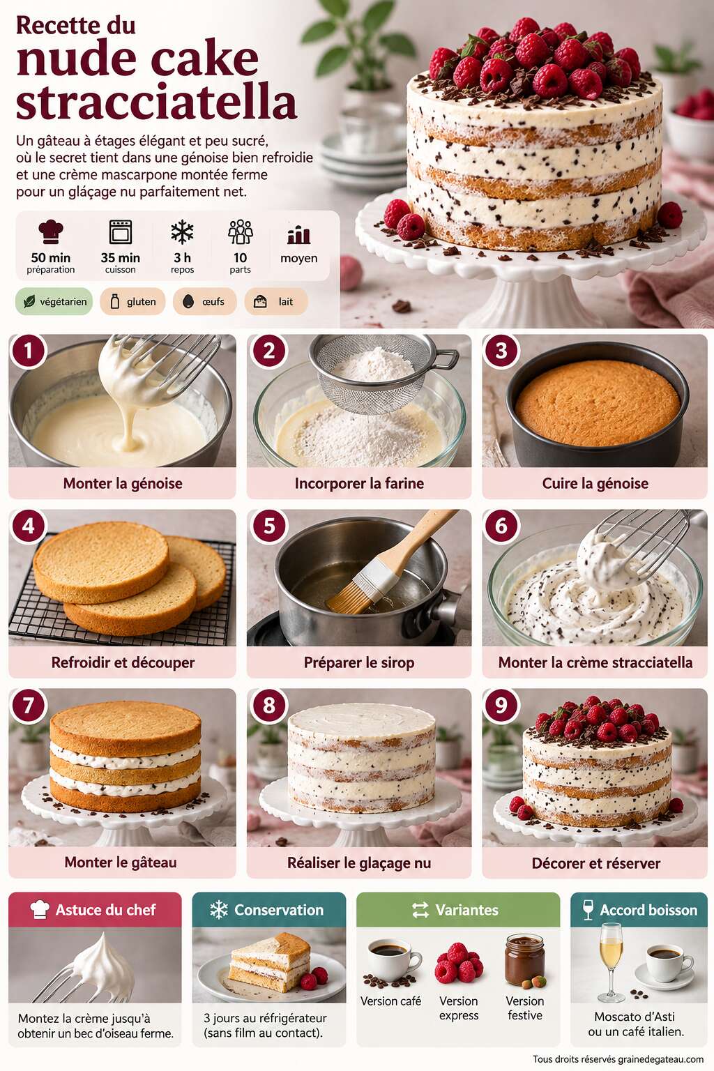 Fiche recette Recette du nude cake stracciatella Fiche recette Recette du nude cake stracciatella