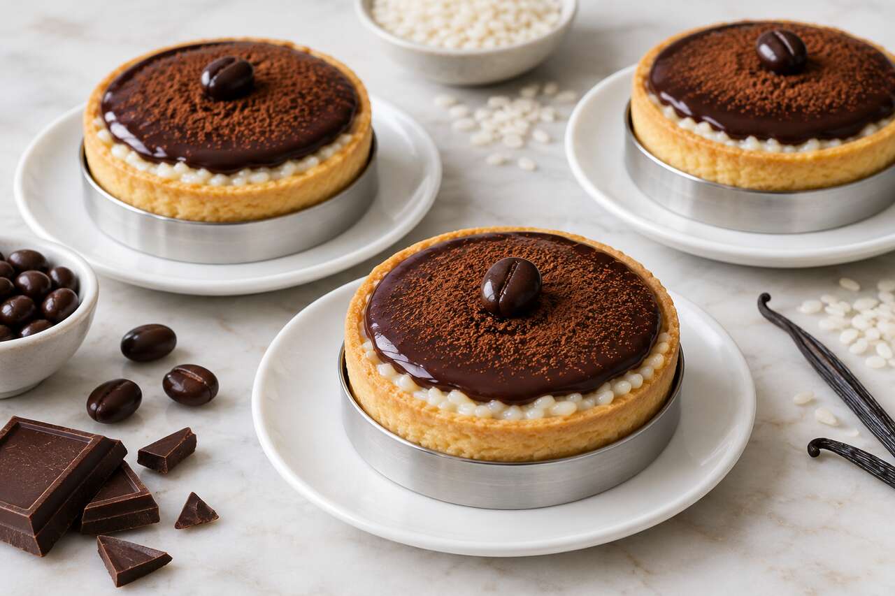 Recette de tartelette au chocolat, café et riz au lait